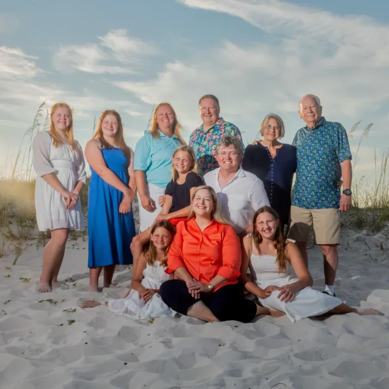 Family of eleven beach photo session in Fort Morgan Alabama.